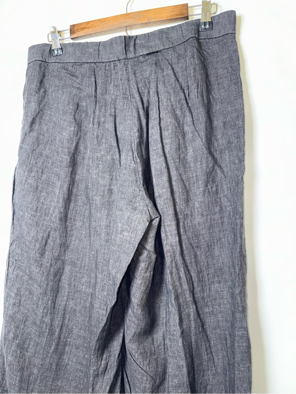 Eileen Fisher Small Organic Linen Pleated Wide Leg Pants Charcoal Quiet Luxury - Picture 9 of 16